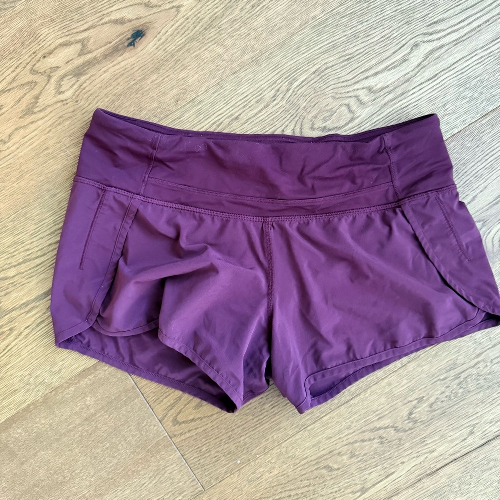 Lululemon Run Times Mid-Rise Short 4" plum purple burgundy color